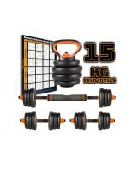 Kit 2 Manubri 25 mm Kettlebell 15 kg a Vite con supporto per farli diventare un bilanciere TecnoFit/Enerfit Cod. MDK-101.32-2-15kg